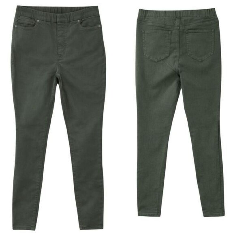 Lands' End jeans women's 4 x 32 Olive Green curvy Skinny Pull On high Rise pants
